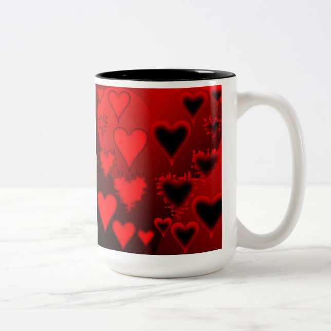 Caneca De Café Em Dois Tons Corações (Direita)
