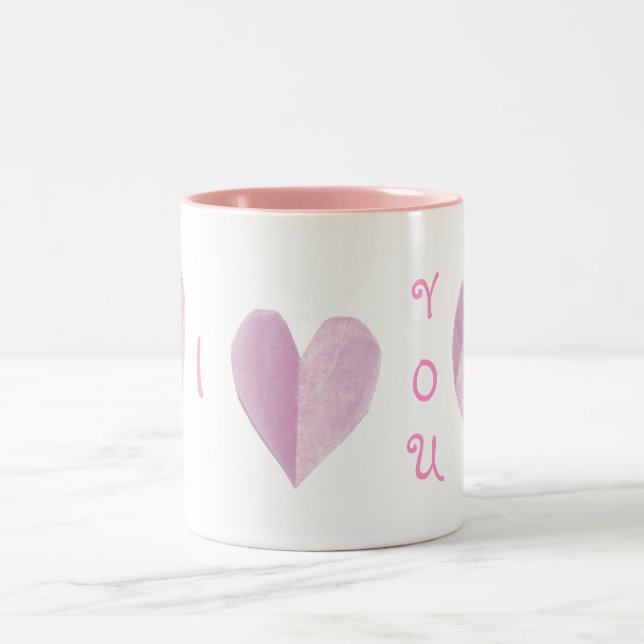 Caneca De Café Em Dois Tons Corações cor-de-rosa (Centro)