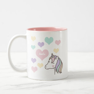 Caneca De Café Em Dois Tons Corações Cute Unicorn