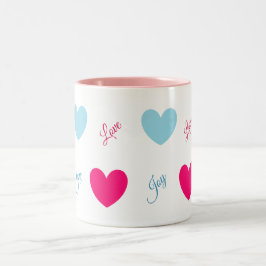 Caneca De Café Em Dois Tons Corações de Alegria e Amor