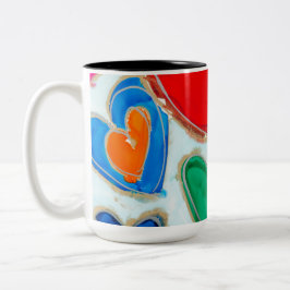 Caneca De Café Em Dois Tons Corações de Amor na Mug de Café Azul