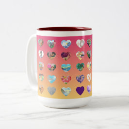 Caneca De Café Em Dois Tons Corações de Aquarela Rosa