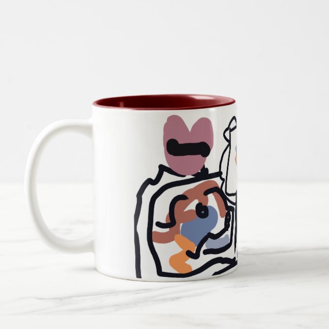 Caneca De Café Em Dois Tons corações de Australian Shepherd  (Esquerda)