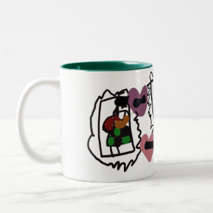 Caneca De Café Em Dois Tons corações de terrier escocês e verde