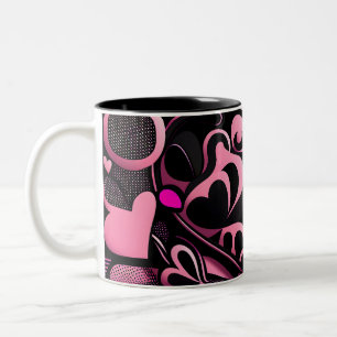 Caneca De Café Em Dois Tons Corações do amor 11