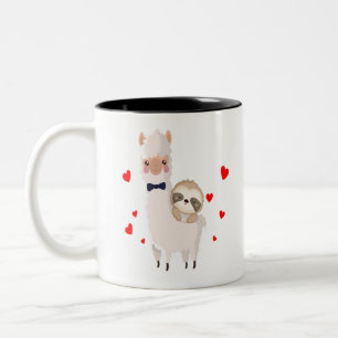 Caneca De Café Em Dois Tons Corações engraçados da alpaca da camisa engraç