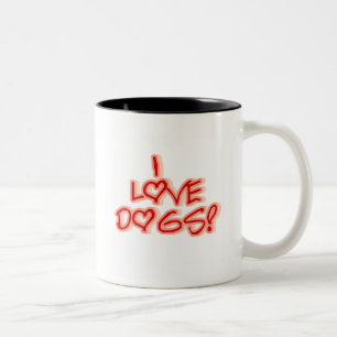 Caneca De Café Em Dois Tons Corações eu amo o camiseta e os presentes dos cães