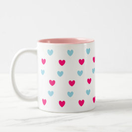 Caneca De Café Em Dois Tons Corações Lindos