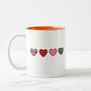 Caneca De Café Em Dois Tons corações mínimos do dia dos namorados / “padrão de