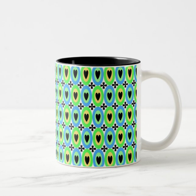 Caneca De Café Em Dois Tons Corações Oval (Direita)