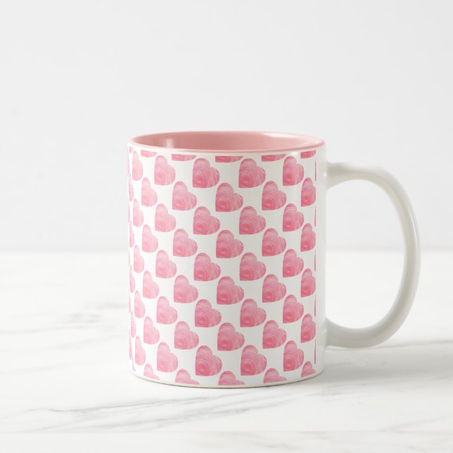 Caneca De Café Em Dois Tons Corações Rosa (Direita)