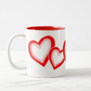 Caneca De Café Em Dois Tons Corações Vermelho Vermelho-Rosa Artístico Padr