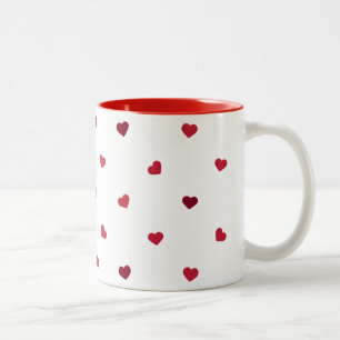 Caneca De Café Em Dois Tons Corações Vermelhos