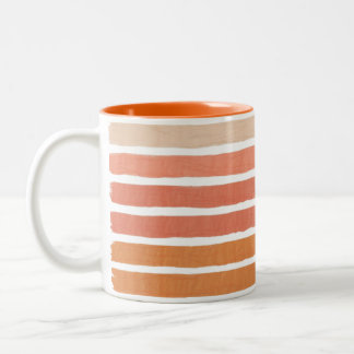 Caneca De Café Em Dois Tons Coral Stripes Laranja