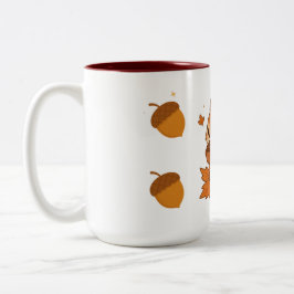 Caneca De Café Em Dois Tons Corante de Esquilo Bonito Comendo Folhas de Outono