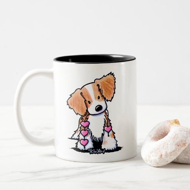 Caneca De Café Em Dois Tons Cordas do Coração Brittany Personalizado (Com Donut)