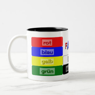 Caneca De Café Em Dois Tons cores alemãs que aprendem o vocabulário