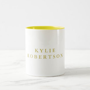 Caneca De Café Em Dois Tons Cores Branco e Dourado Profissional Moderno Simple