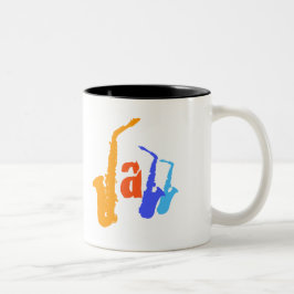 Caneca De Café Em Dois Tons Cores da Ilustração Sax Jazz Mug 1