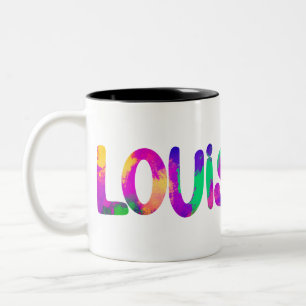 Caneca De Café Em Dois Tons Cores da Louisiana de Mardi Gras e Comida Apimenta