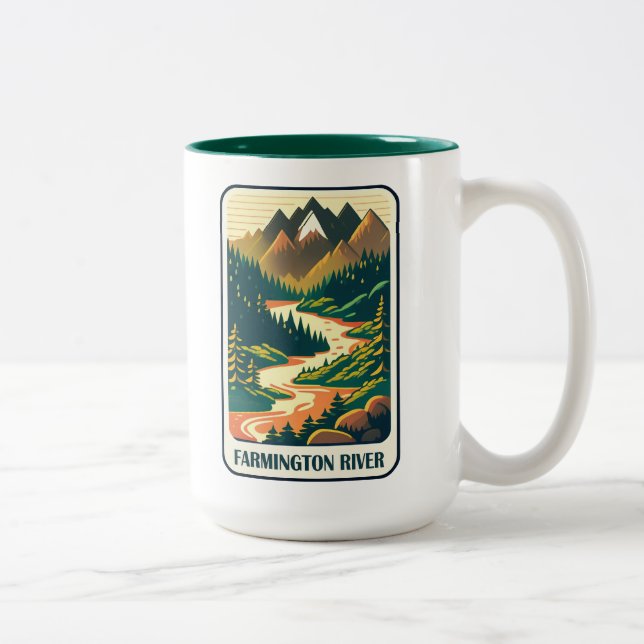 Caneca De Café Em Dois Tons Cores do Rio Farmington Connecticut (Direita)