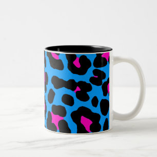 Caneca De Café Em Dois Tons Corey Tiger Anos 80 Vintage Azul Leopardo