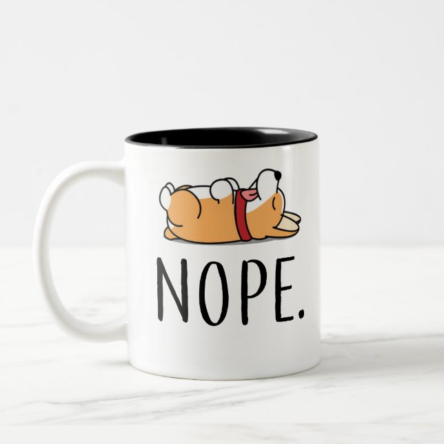 Caneca De Café Em Dois Tons Corgi de Nope (Esquerda)