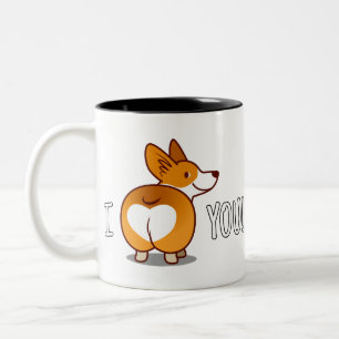 Caneca De Café Em Dois Tons Corgi - Eu te amo