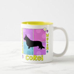 Caneca De Café Em Dois Tons Corgi Groovy de Galês do casaco de lã