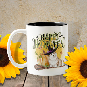Caneca De Café Em Dois Tons Corgi Halloween Mug
