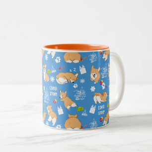 Caneca De Café Em Dois Tons Corgi Story Natal - Mug de Café De Dois Toneladas