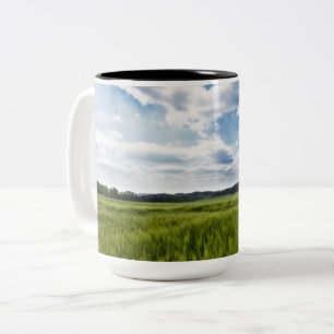 Caneca De Café Em Dois Tons Cornfields Verdes e Céu Azul