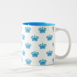 Caneca De Café Em Dois Tons Coroa 01 - Azul claro em branco