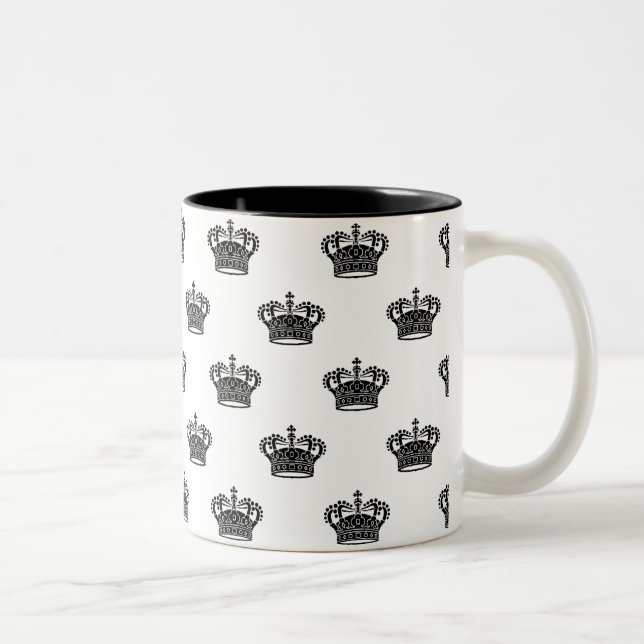 Caneca De Café Em Dois Tons Coroa 01 - Preto em Branco (Direita)