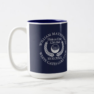 Caneca De Café Em Dois Tons Coroa de Bola de Golfe Azul Marinho Furo em Um Per