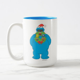 Caneca De Café Em Dois Tons Coroa de Natal do Monstro de Biscoito Vintage