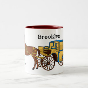 Caneca De Café Em Dois Tons Coroa e ilustração da carruagem real