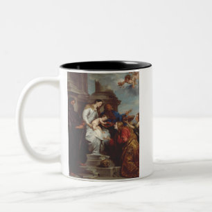Caneca De Café Em Dois Tons Coroação de Santa Rosália por Anthony van Dyck