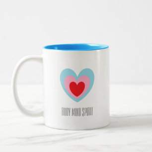 Caneca De Café Em Dois Tons Corpo Mente Espírito Três Corações Monogramado