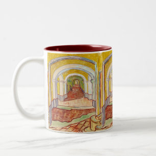 Caneca De Café Em Dois Tons Corredor de Van Gogh Asilo Amarelo Arte Impression