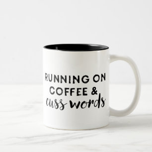 Caneca De Café Em Dois Tons Correndo com Café e Palavras de Café Mug de Café
