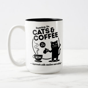Caneca De Café Em Dois Tons Correndo em Cats e Café 15 oz.