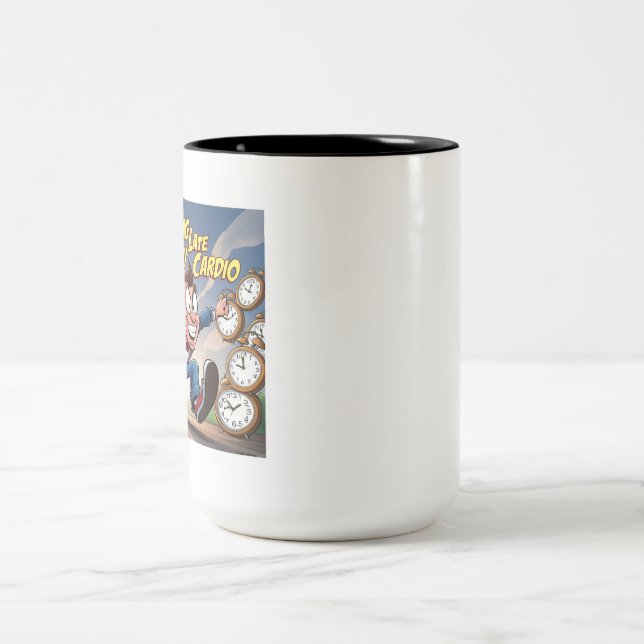 Caneca De Café Em Dois Tons Correndo Tarde é Meu Cardio (Centro)