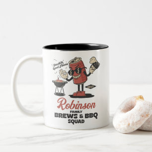 Caneca De Café Em Dois Tons Correspondência de Grupo Barbeque da Família Engra