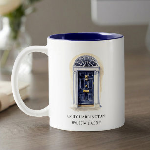 Caneca De Café Em Dois Tons Corretor de Imóveis Logotipo Aquarela Porta da Mar