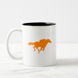 Caneca De Café Em Dois Tons Corrida de Cavalo Laranja