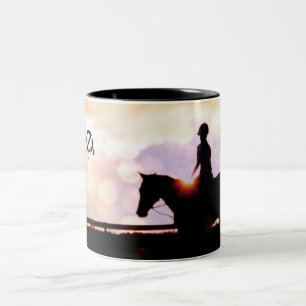 Caneca De Café Em Dois Tons Corrida de Cavalo Sunset