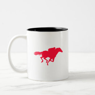 Caneca De Café Em Dois Tons Corrida de Cavalo Vermelho Escarlate