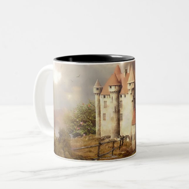 Caneca De Café Em Dois Tons Corrida do Castelo Medieval (Frente Esquerda)