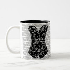 Caneca De Café Em Dois Tons Corset Black lace 11 oz, Tone Mug